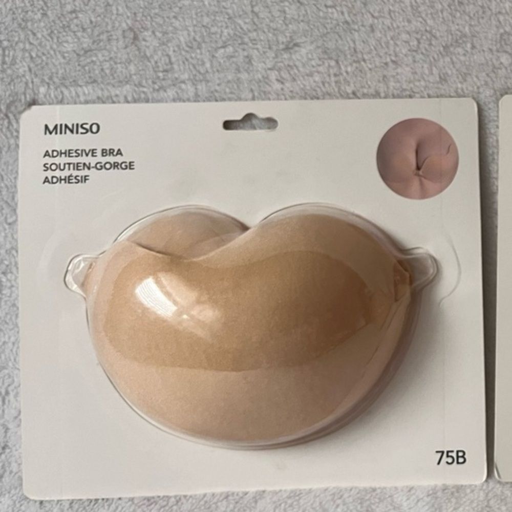 Miniso Backless Invisible Bra  Mango Shape Adhesive Tan‎  34B